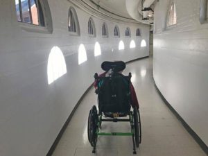 wheel chair in tunnel
